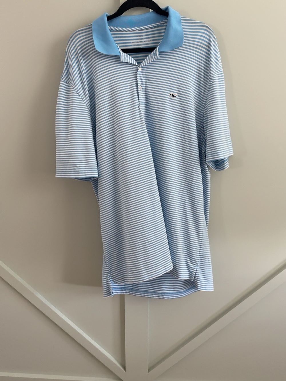 Vineyard Vines Performance Polo Men’s Large Blue White Stripe Golf